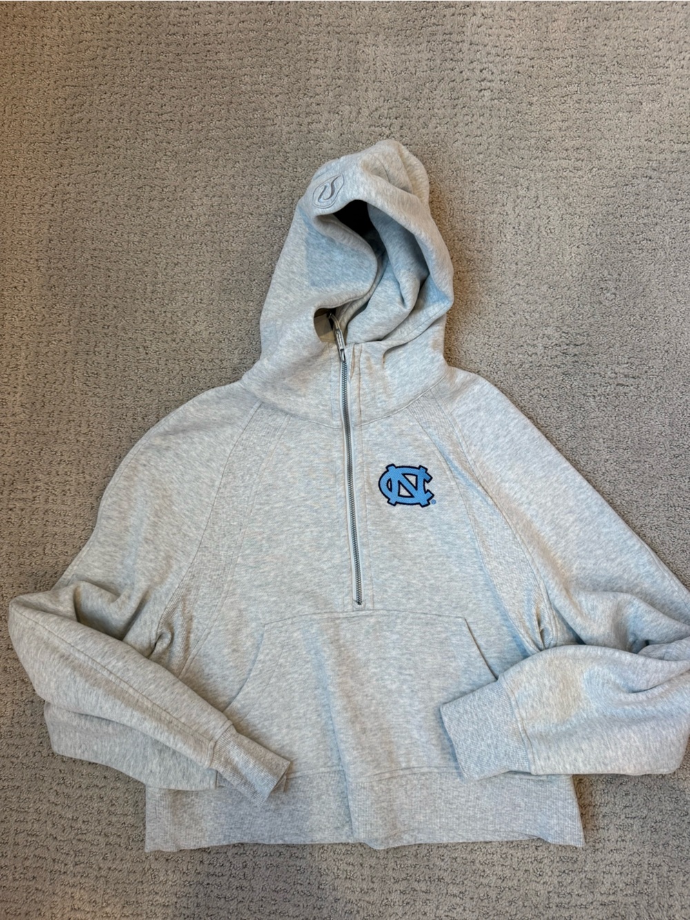 lululemon athletica Light Gray Hooded Pullover with Blue Logo